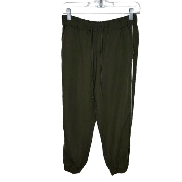 Zara Jogger Women Tencel High Rise Ankle Elastic Waist Stretch Pants Green Small - Picture 1 of 13